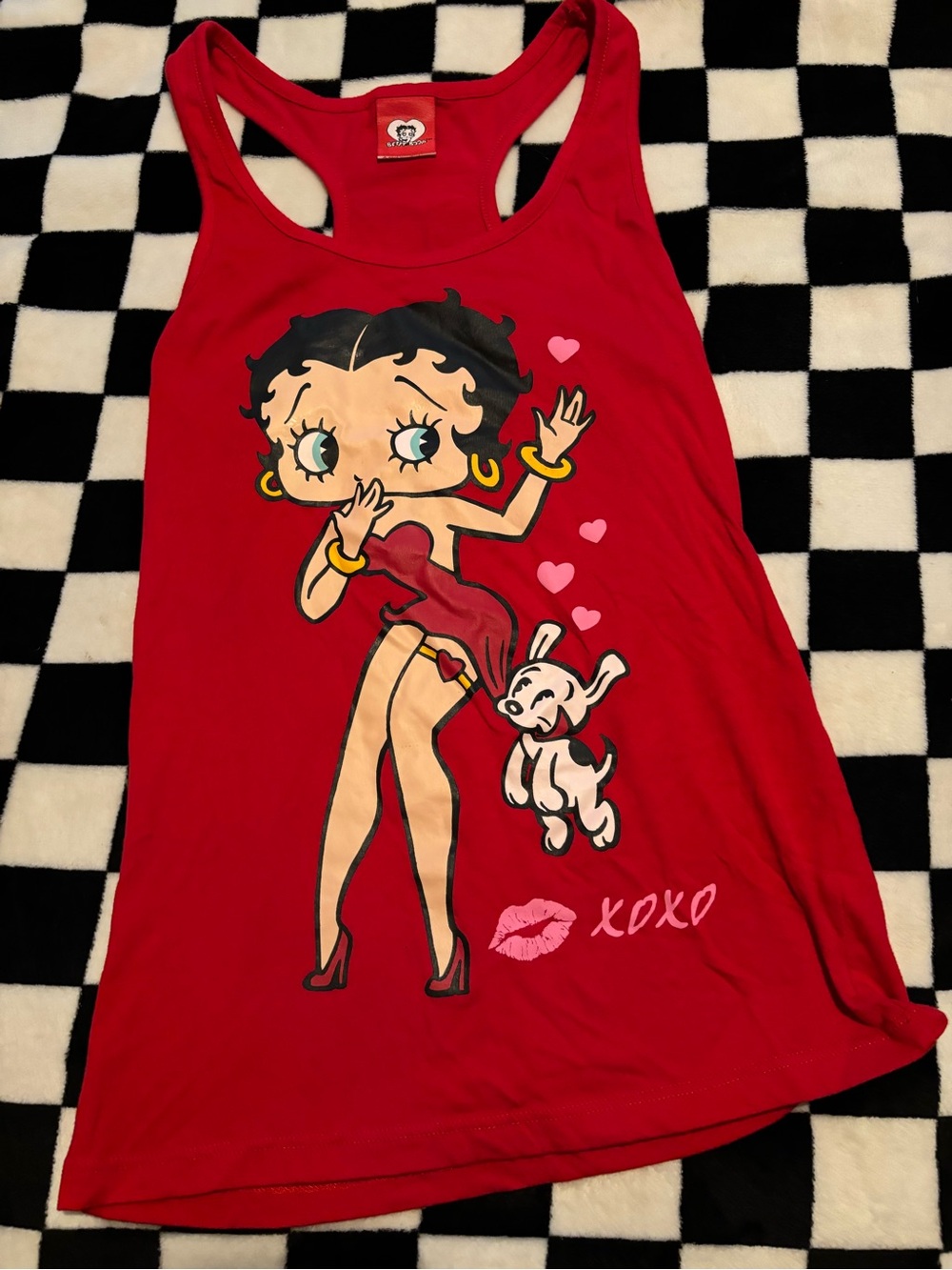 Girls size 10 Betty boop red tank top (small dot stain)